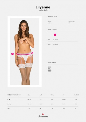 Obsessive - Lilyanne Garter Belt - White - L/XL photo