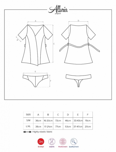 Obsessive - Alluria 長袍連丁字褲 - 黑色 - L/XL 照片