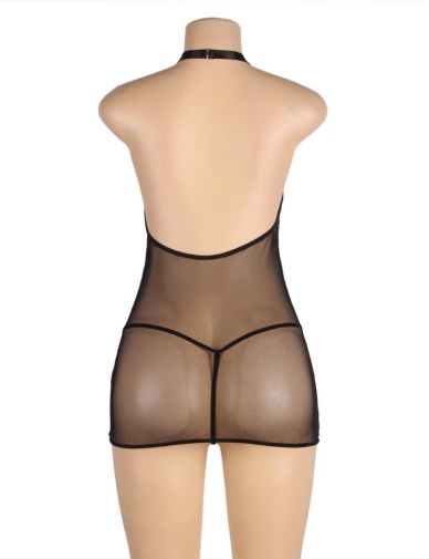 Ohyeah - Garter Mesh Dress - Black - XL photo