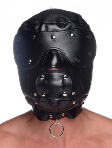 Master Series - Muzzled Universal BDSM Hood with Removable Muzzle - Black photo