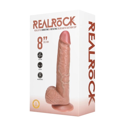 RealRock - 8" Rotating Vibro Dildo w Balls - Caramel photo