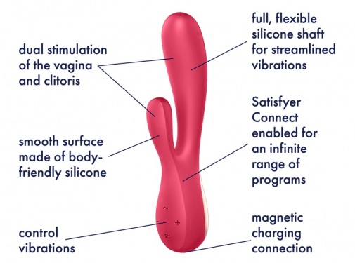 Satisfyer - Mono Flex 兔子按摩棒 - 红色 照片