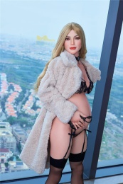  Celine 孕婦仿真實體娃娃，豐腴身材，超軟矽膠 158 cm（5'2 英尺） 照片