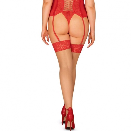 Obsessive - Blossmina 絲襪 - 紅色 - 4XL/5XL 照片