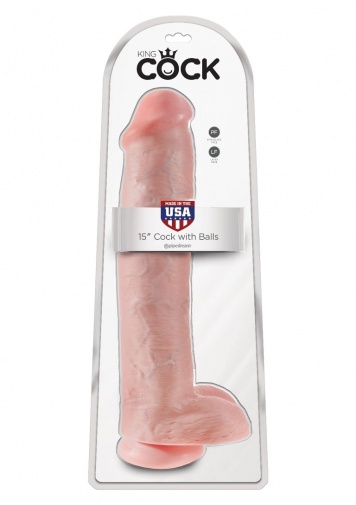 King Cock - 15" 仿真假陽具連睪丸 - 肉色 照片