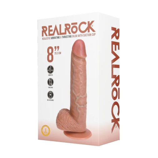 RealRock - 8" Thrusting Vibro Dildo w Balls - Caramel photo