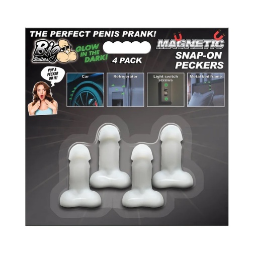 Big Ballers - Glow Magnetic Snap-On Peckers - 4 pcs photo