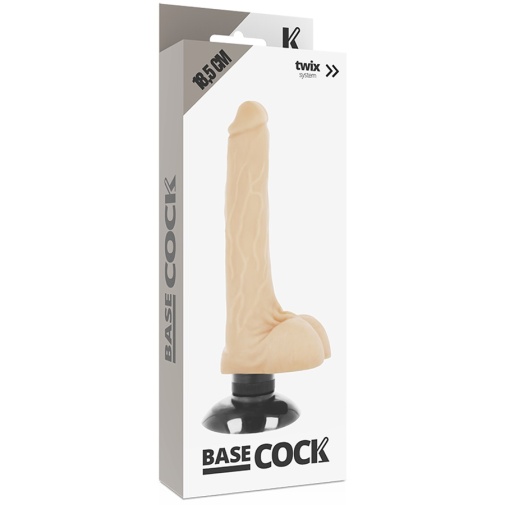 Basecock - 2in1 Vibro Dildo w Balls 18.5cm - Flesh photo
