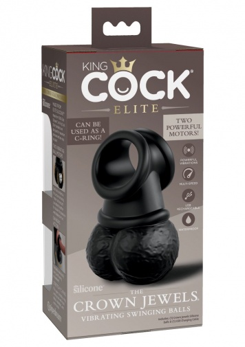 King Cock - Crown Jewels 仿真震动睾丸 - 黑色 照片