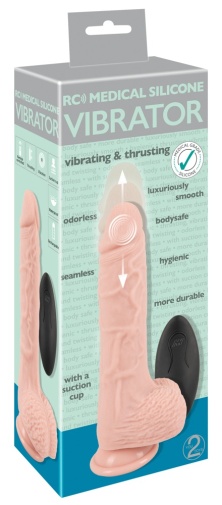 Medical Silicone - 推撞仿真陽具震動棒 - 肉色 照片