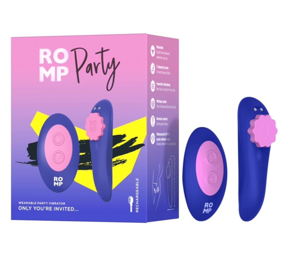 ROMP - Party 内裤震动器是一款可穿戴、远端控制的阴蒂震动器,专为随时随地享受快感而设计。这款隐密又稳固的震动... Romp - Party 振动器 - 紫色 照片-14