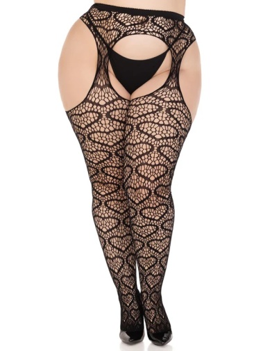Leg Avenue - Amore Heart Pantyhose - Black - Plus Size photo