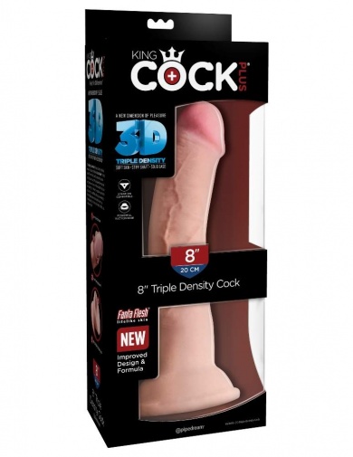 King Cock - 三倍密度假陽具連陰囊 8" - 肉色 照片