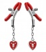 Master Series - Captive Heart Padlock Nipple Clamps - Red photo