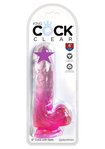 King Cock - 6" Cock w Balls - Pink photo