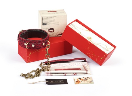 Liebe Seele - Rosy Lamb Leather Collar w Leash - Red photo