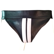 Rouge - Leather Zip Jocks - Black/White - L photo