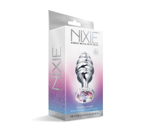 Nixie - Honey Ribbed Metal Butt Plug M - Rainbow photo