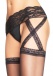 Leg Avenue - Criss Cross Sheer Garter Belt Stocking - Black photo-2
