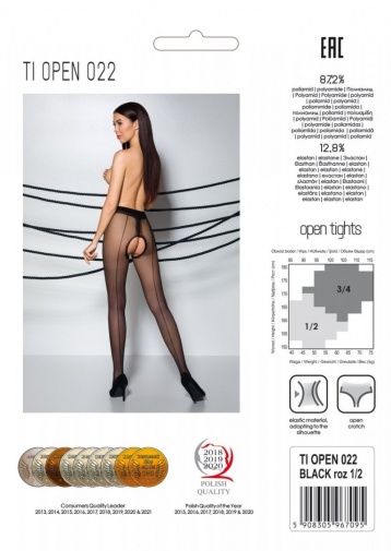Passion - Tiopen 022 Pantyhose - Black - 3/4 photo