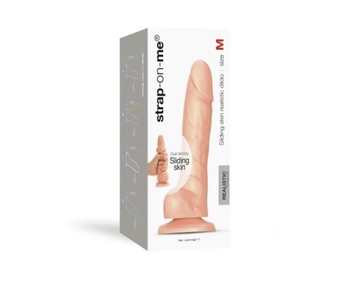 Strap-On-Me - 帶包皮仿真陽具 中碼 - 雲呢拿色 照片