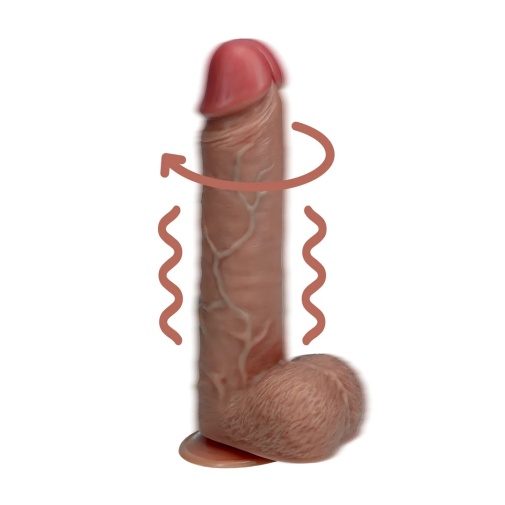 RealRock - 8" Rotating Vibro Dildo w Balls - Caramel photo