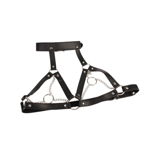 Chisa - Breast Harness w O-Ring Chain - Black photo