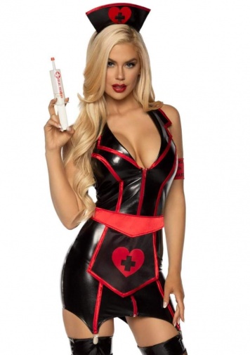 Leg Avenue - Naughty Nurse Costume 4 pcs - Black - S photo