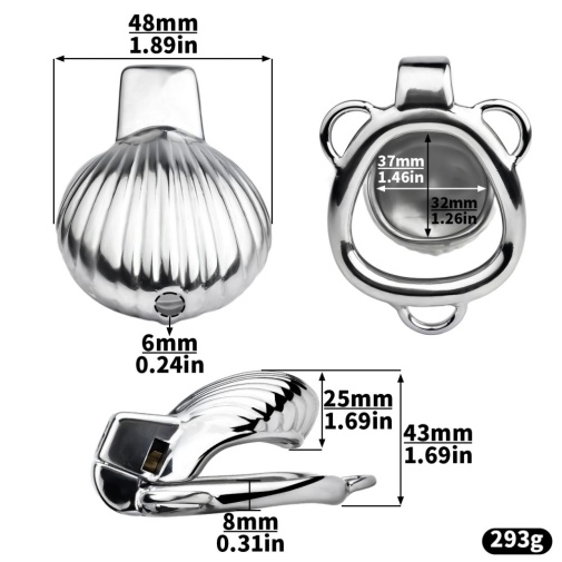 FAAK - Shell Chastity Cage 45mm - Silver photo