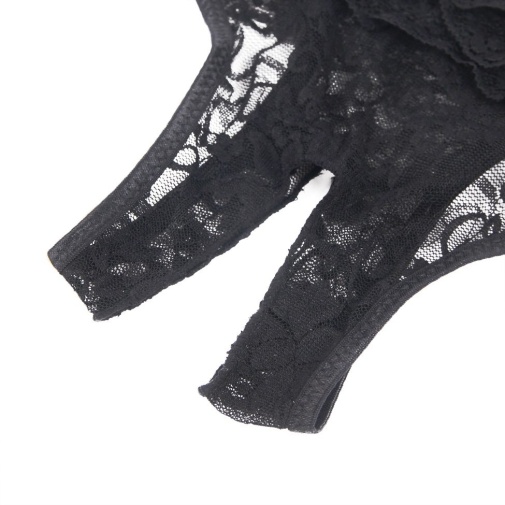 Ohyeah - Lace Crotchless Panty - Black - 2XL photo