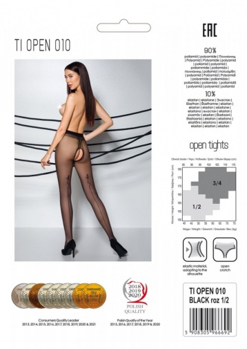 Passion - Tiopen 010 開襠絲襪 - 黑色 - 5 照片