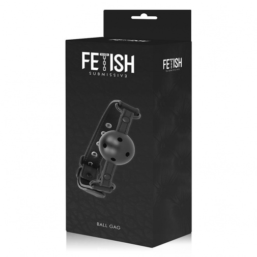 Fetish Submissive - 可呼吸球形口塞 - 黑色 照片