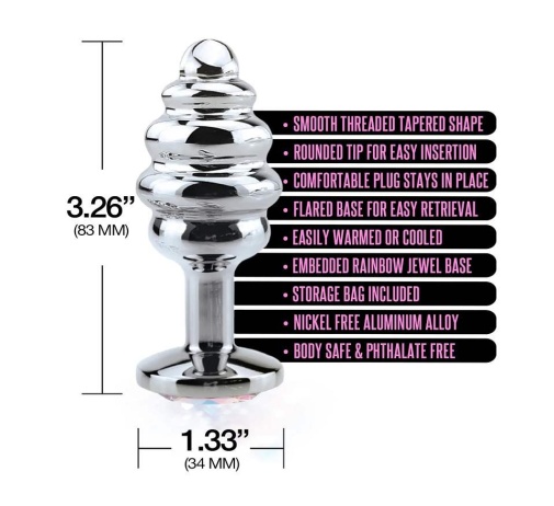 Nixie - Honey Ribbed Metal Butt Plug M - Rainbow photo