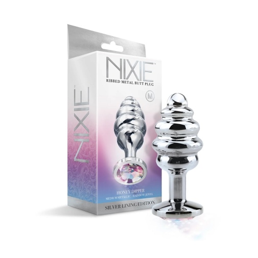 Nixie - Honey Ribbed Metal Butt Plug M - Rainbow photo