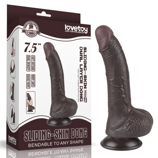 Lovetoy - 7.5" Curved Sliding Skin Dildo - Brown photo