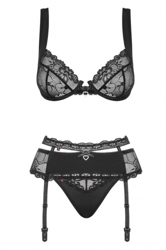 Obsessive - Heartina 3 pcs Set - Black - S/M photo