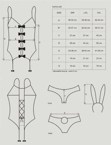Obsessive - Bunny Suit Costume 4 pcs - Pink - S/M photo