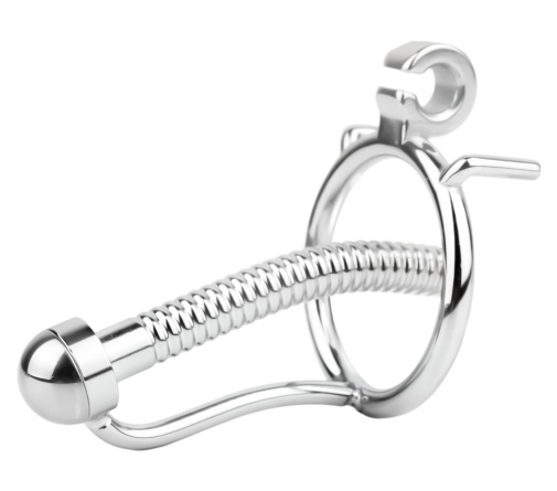 FAAK - Chastity Cage w Urethral Plug - Silver photo