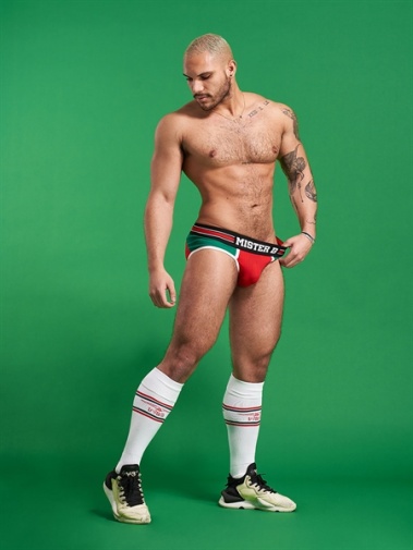 Mister B - Urban Lisbon Jock Brief  露股内褲 - 紅色/綠色 - 中碼 照片