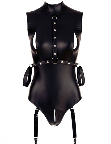 Ohyeah - Open Bust Restraint Teddy - Black - XL photo