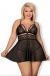Obsessive - 838-BAB-1 Babydoll & Thong - Black - XXL photo
