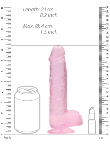 RealRock - 8" Realistic Dildo w Balls - Pink photo