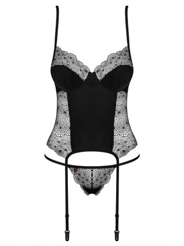 Obsessive - Sharlotte Corset & Thong - Black - L/XL photo