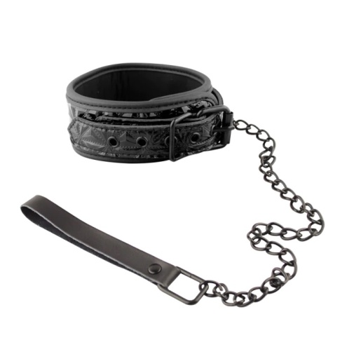 Erokay - Pyramid Collar w Leash - Black photo