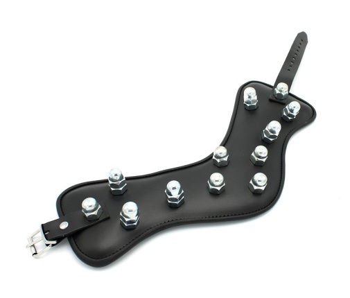 Kiotos - Spikey Nuts Leather Collar - Black photo
