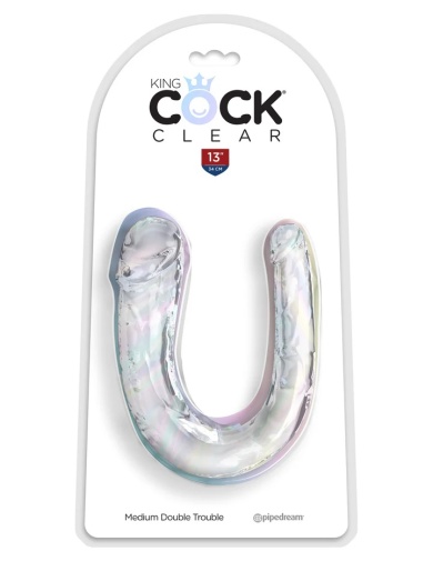 King Cock - 双头柔软仿真假阳具 中码 - 透明 照片