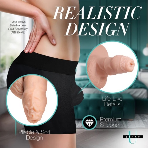 Strap U - Uncut Packer 5.1" 软身仿真假阳具 - 米色 照片