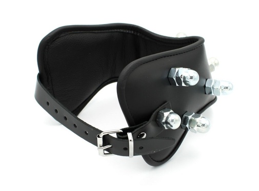 Kiotos - Spikey Nuts Leather Collar - Black photo