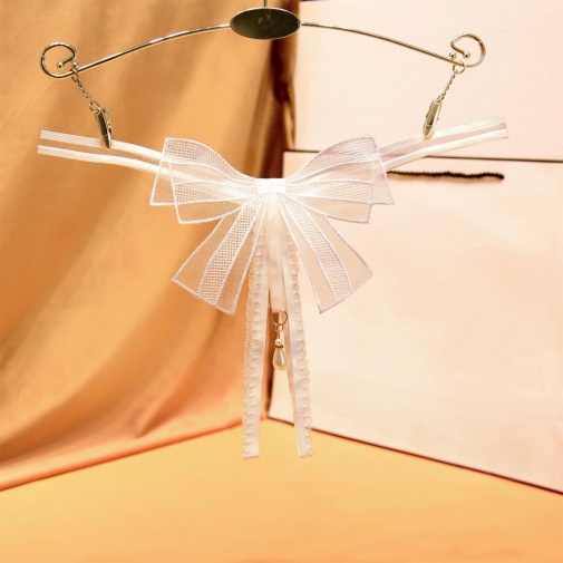 Costume Garden - GB-676 絲帶丁字褲 中碼 - 白色 照片