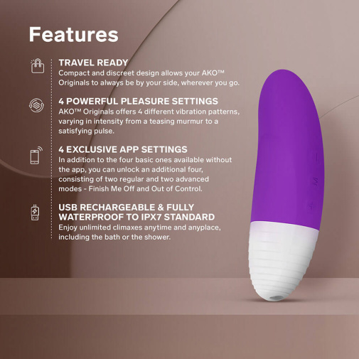 Lelo - Ako Originals APP Clitoral Vibrator - Purple 照片